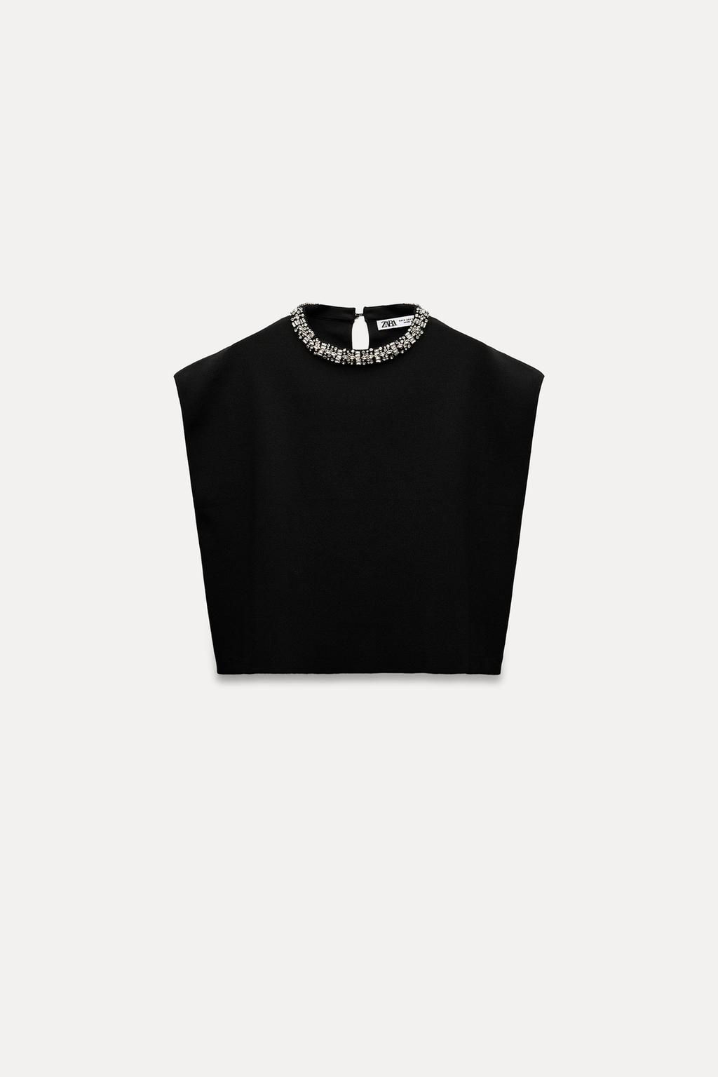 PLAIN KNIT TOP WITH RHINESTONE BEADS - Zara фото 6