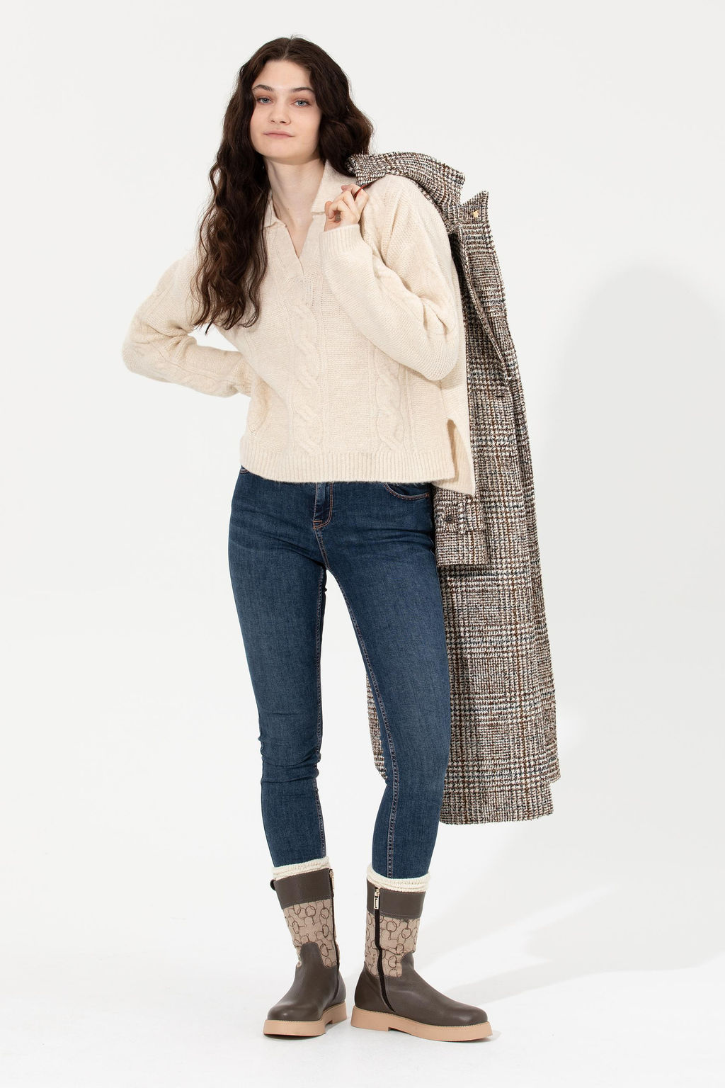 U. S. Polo Assn Женский кремовый свитер Mealnj с v-образным вырезом - U.s. polo assn фото 3