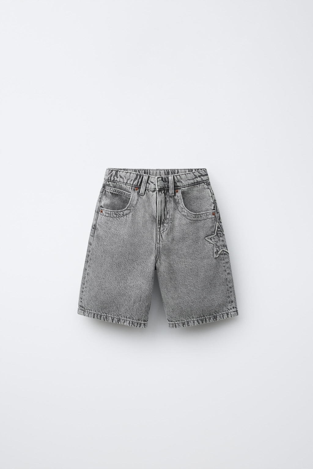BERMUDA DENIM ESTRELLA Y TEXTO / Gris medio - Zara фото 2