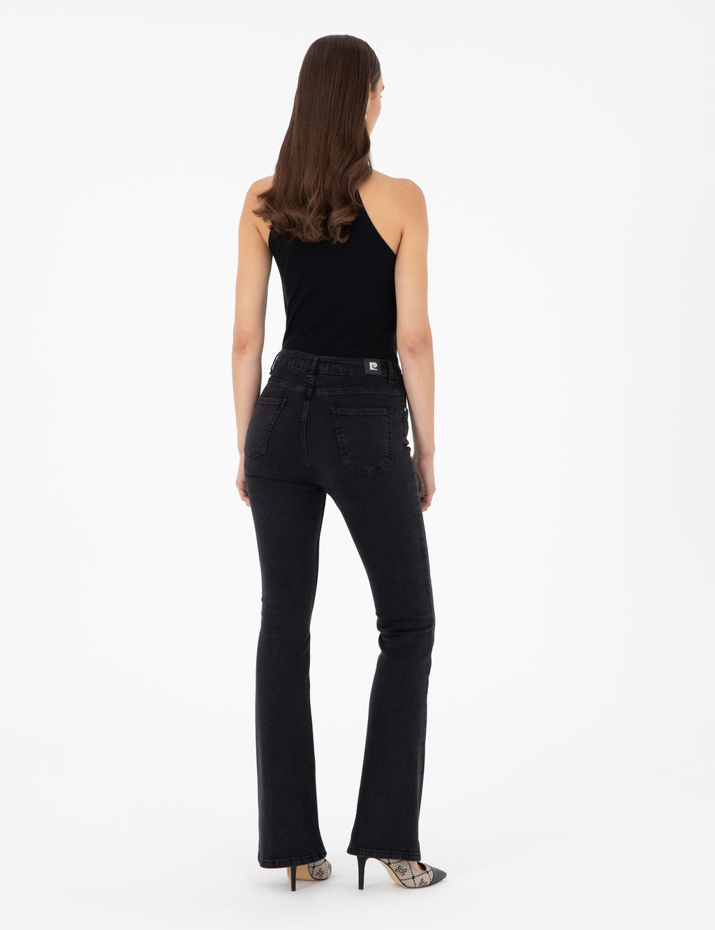 Siyah Skinny Flare Jean Pantolon