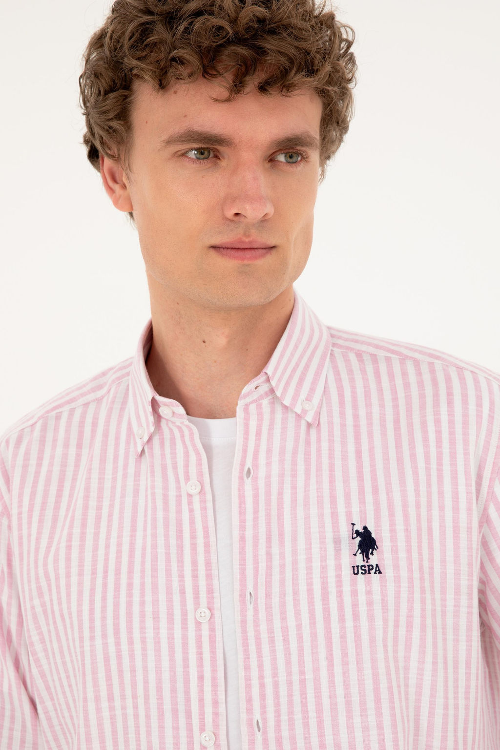 U. S. Polo Assn / Мужская пудровая рубашка с длинным рукавом - U.s. polo assn фото 2