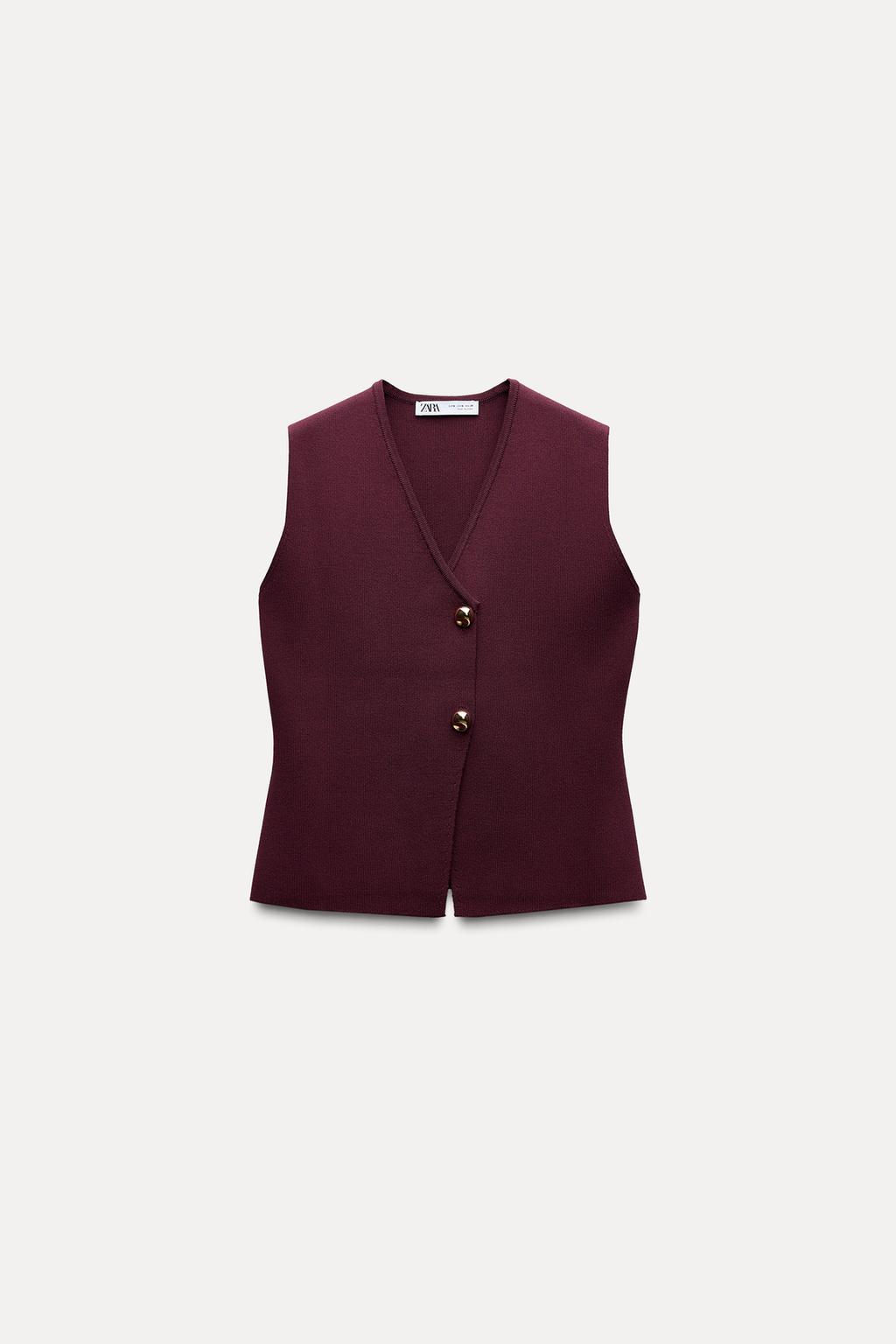 PLAIN KNIT TOP WITH GOLD BUTTON - Zara фото 5