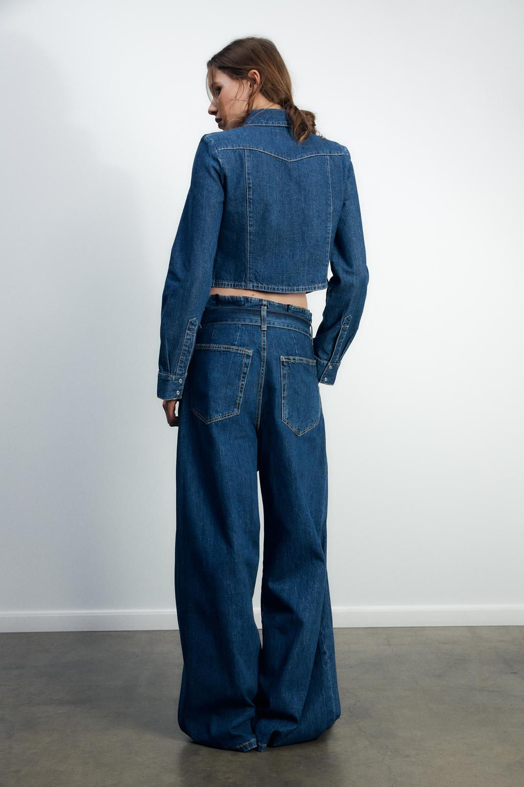 TRF HIGH-WAIST PAPERBAG BELTED JEANS - Zara фото 5
