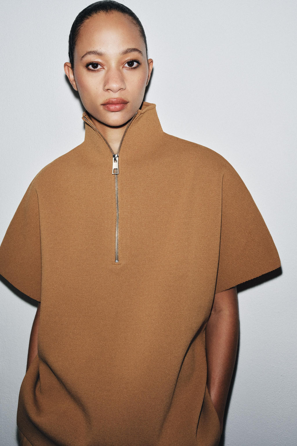 ZIPPERED KNIT CAPE TOP - Zara фото 3