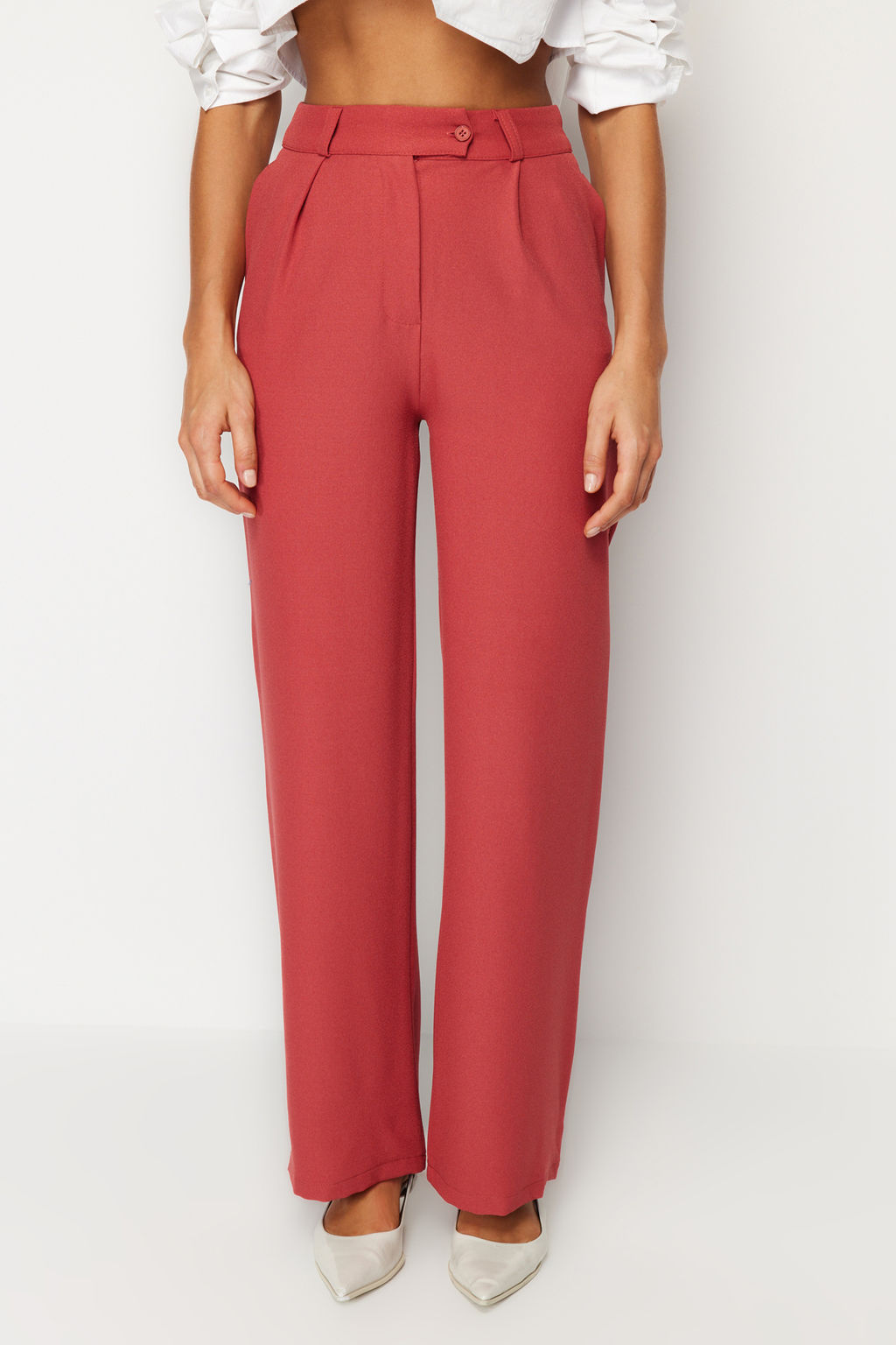 TRENDYOLMILLA Haki Wide Leg/Genis Paca Dokuma Kumas Pantolon TWOAW22PL0263  фото 25