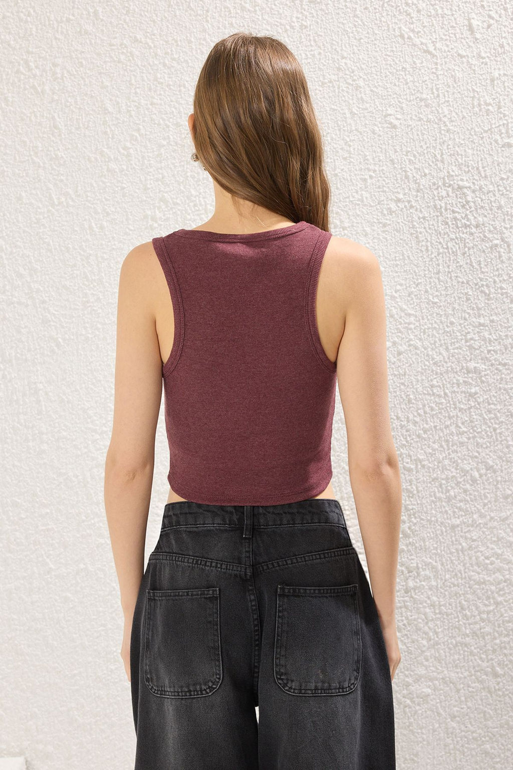 TRENDYOLMILLA Siyah-Ekru-Lacivert Fitted Crop Esnek Orme Atlet TWOSS25AL00053  фото 12