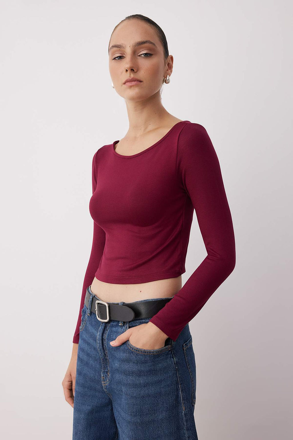 Trendyolmilla Siyah-Beyaz-Antrasit 3lu Paket Crop Fitted/Vucuda Oturan Orme Bluz TWOAW25BZ00300