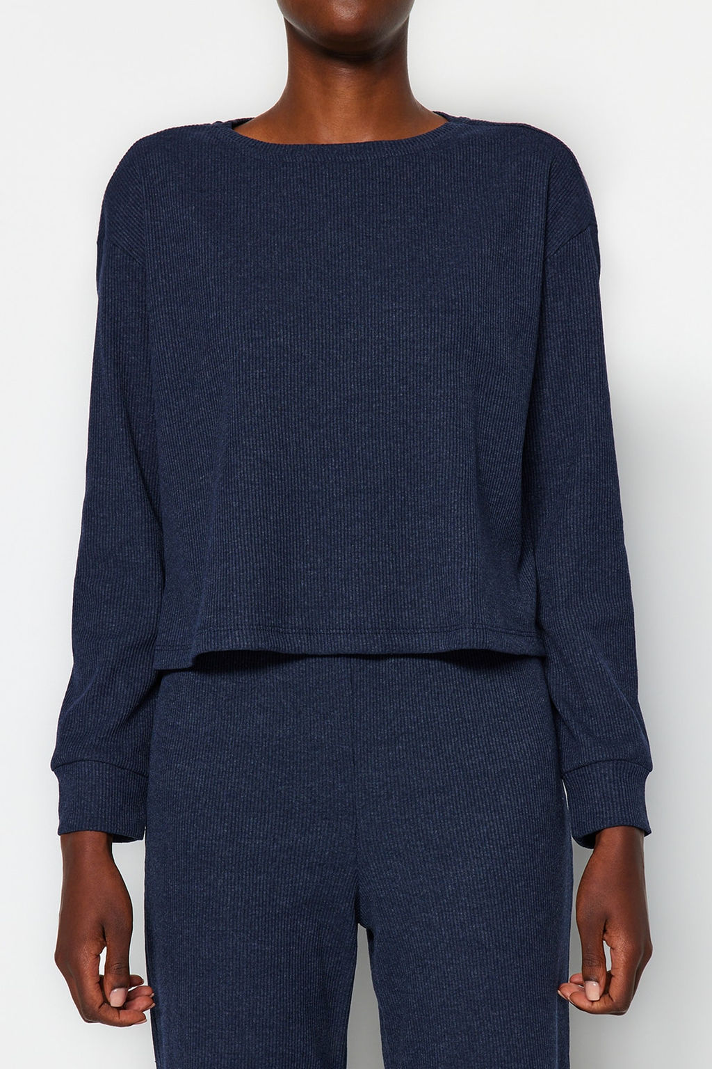 Lacivert Fitilli Orme Pijama Tak?m? THMAW21PT0009