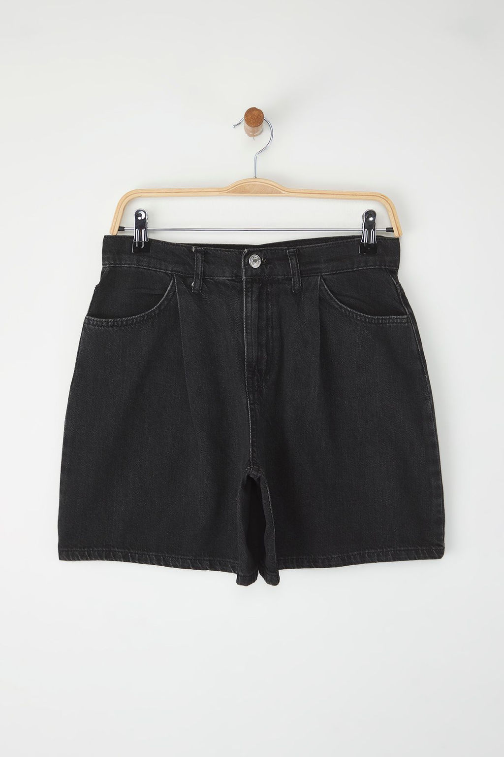 Trendyolmilla Mavi Yuksek Bel Pileli Denim Bermuda TWOSS25SR00179 фото 9