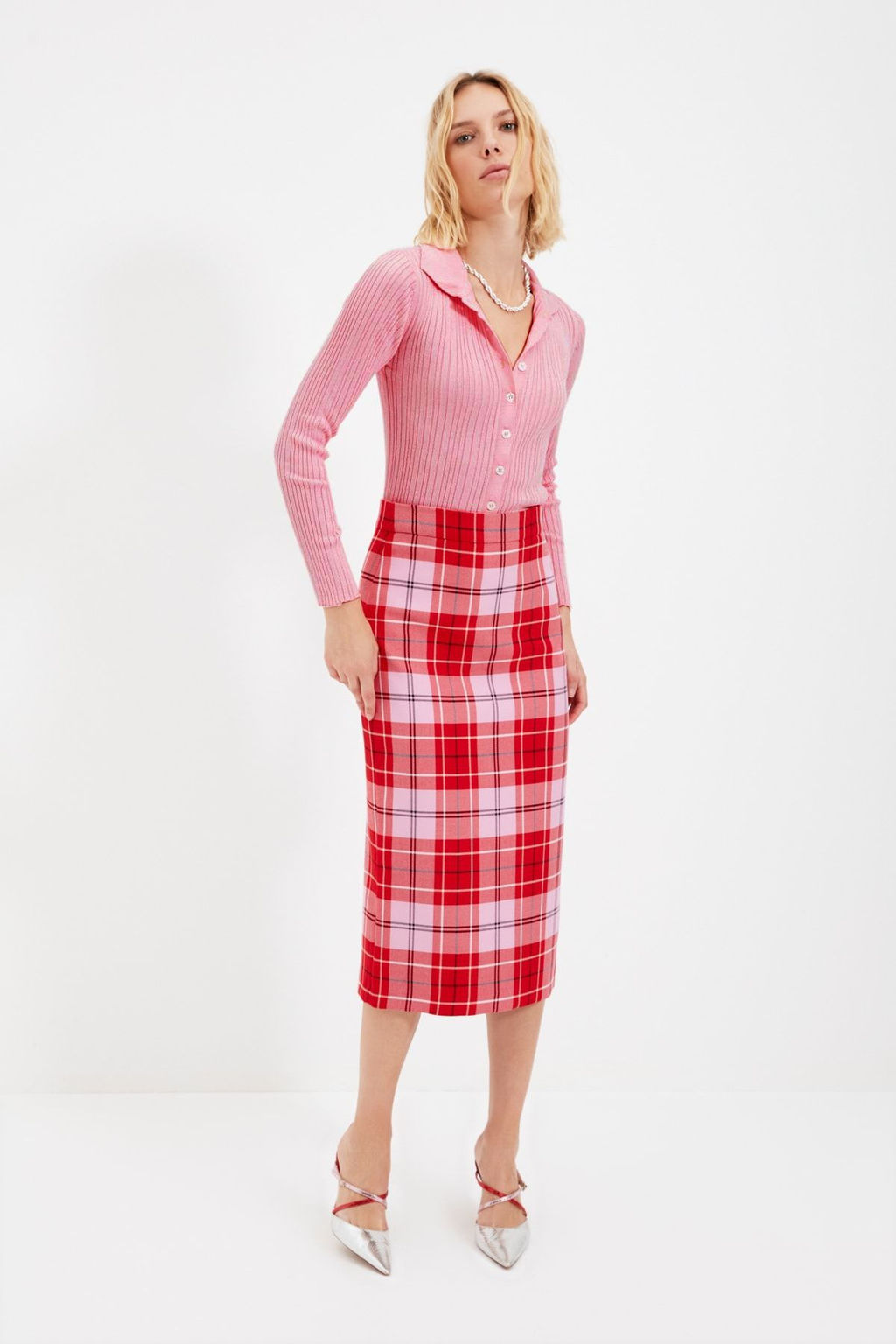 TRENDYOLMILLA Kahverengi Fitilli Polo Yaka Triko H?rka TWOAW20HI0070 фото 10