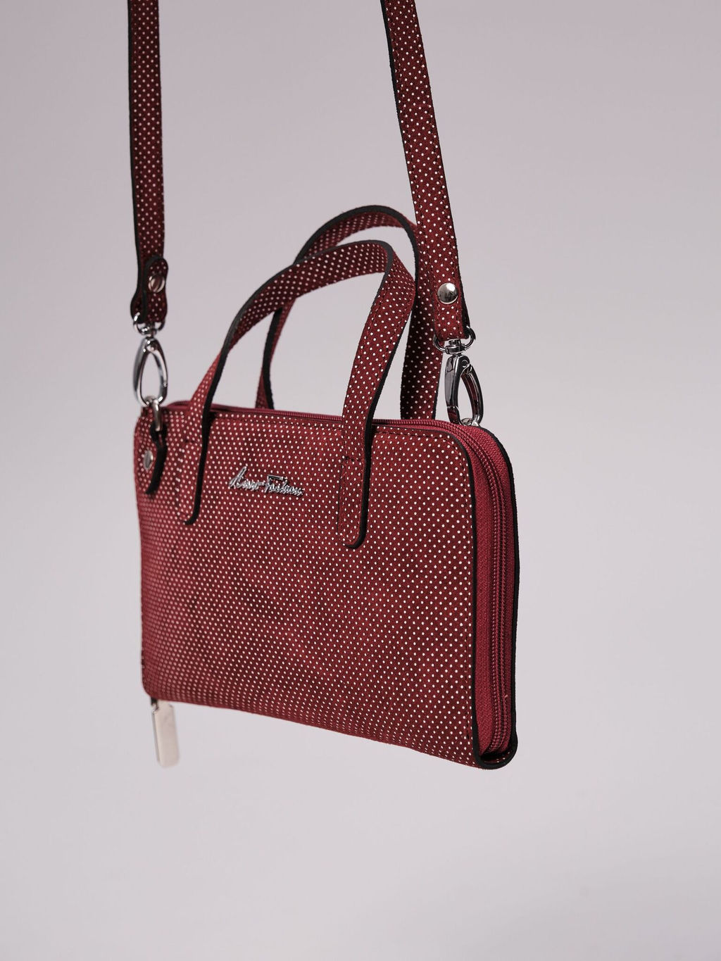 Сумка кожаная Azaro 30850 бордо-горох