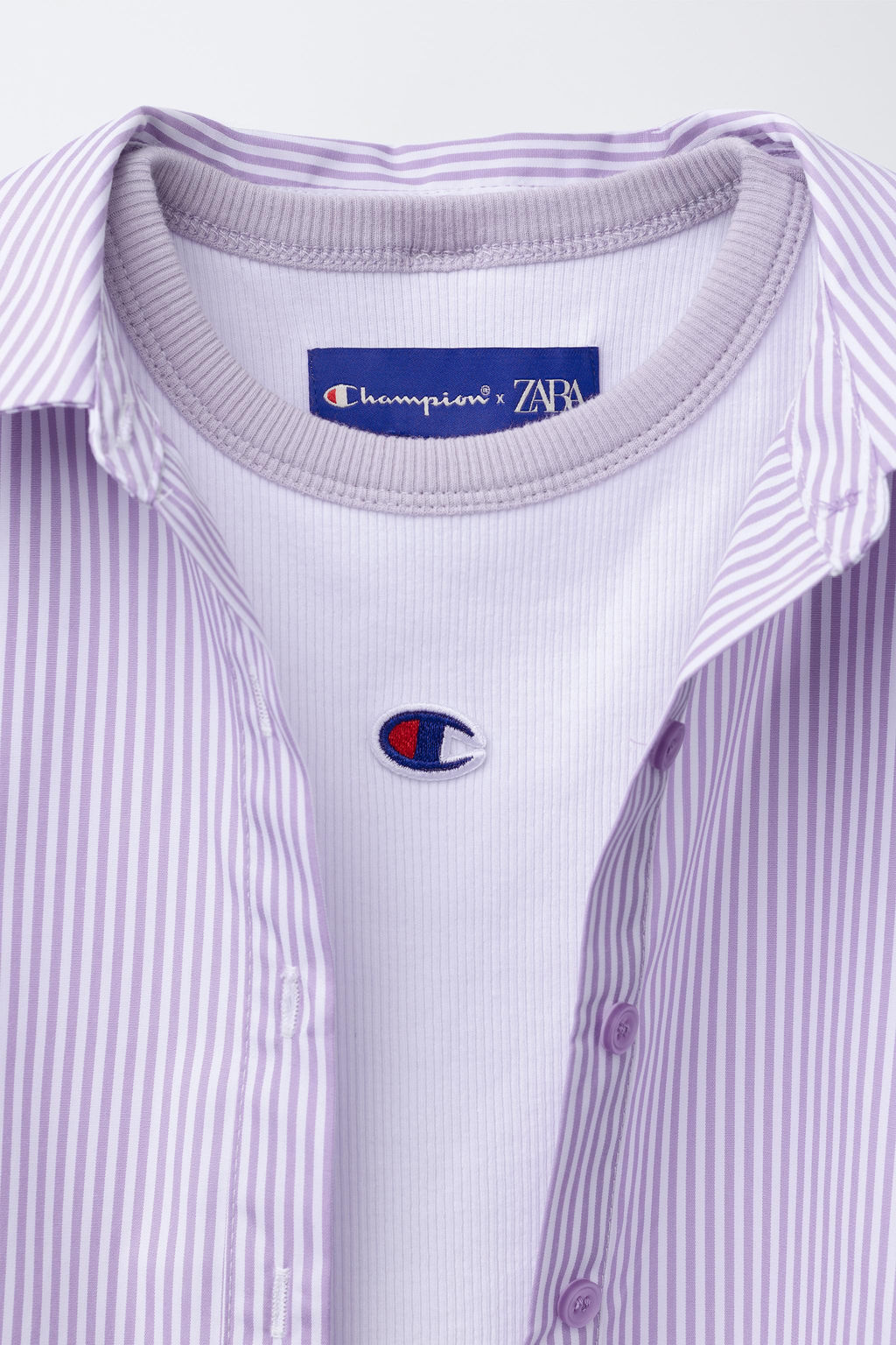 STRIPED POPLIN SHIRT AND RIBBED T-SHIRT PACK CHAMPION ® X ZARA  фото 4