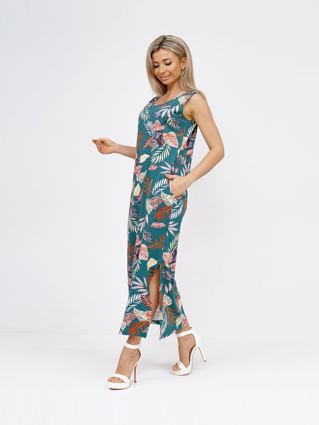 Сарафан женский, цвет голубой бордовый