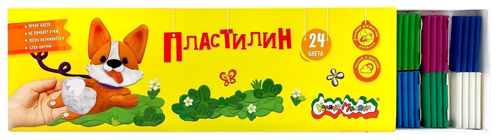 Пластилин Каляка-Маляка 24 цвета 360 г ассорти, со стеком