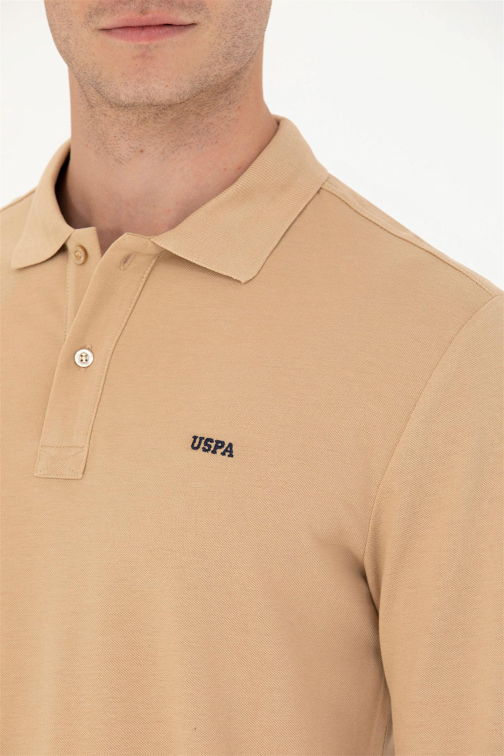 U. S. Polo Assn Мужская базовая толстовка с воротником-поло песочного цвета - U.s. polo assn фото 7