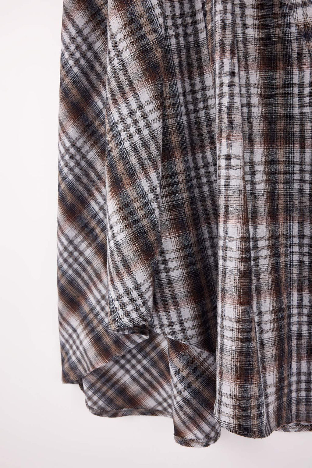 Kahverengi-Cok Renkli Asimetrik Detayl? Ekose Uzun Maxi Etek TWOSS26ET00038 - Trendyolmilla фото 2