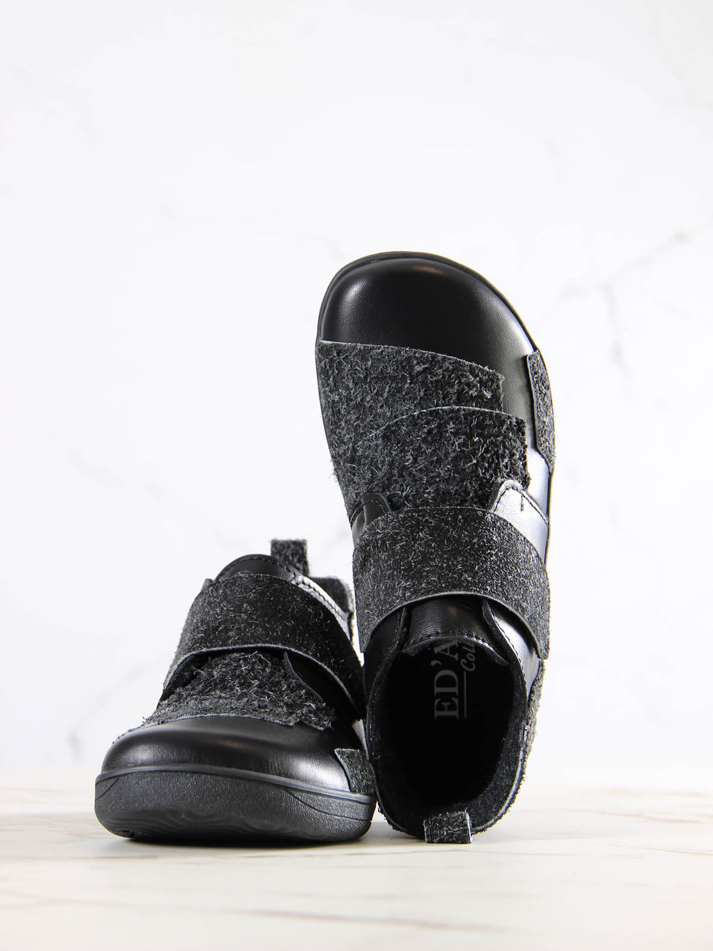 Босоногие ботинки 206.NATAbl.Черная кожа+черный джангл/Мех