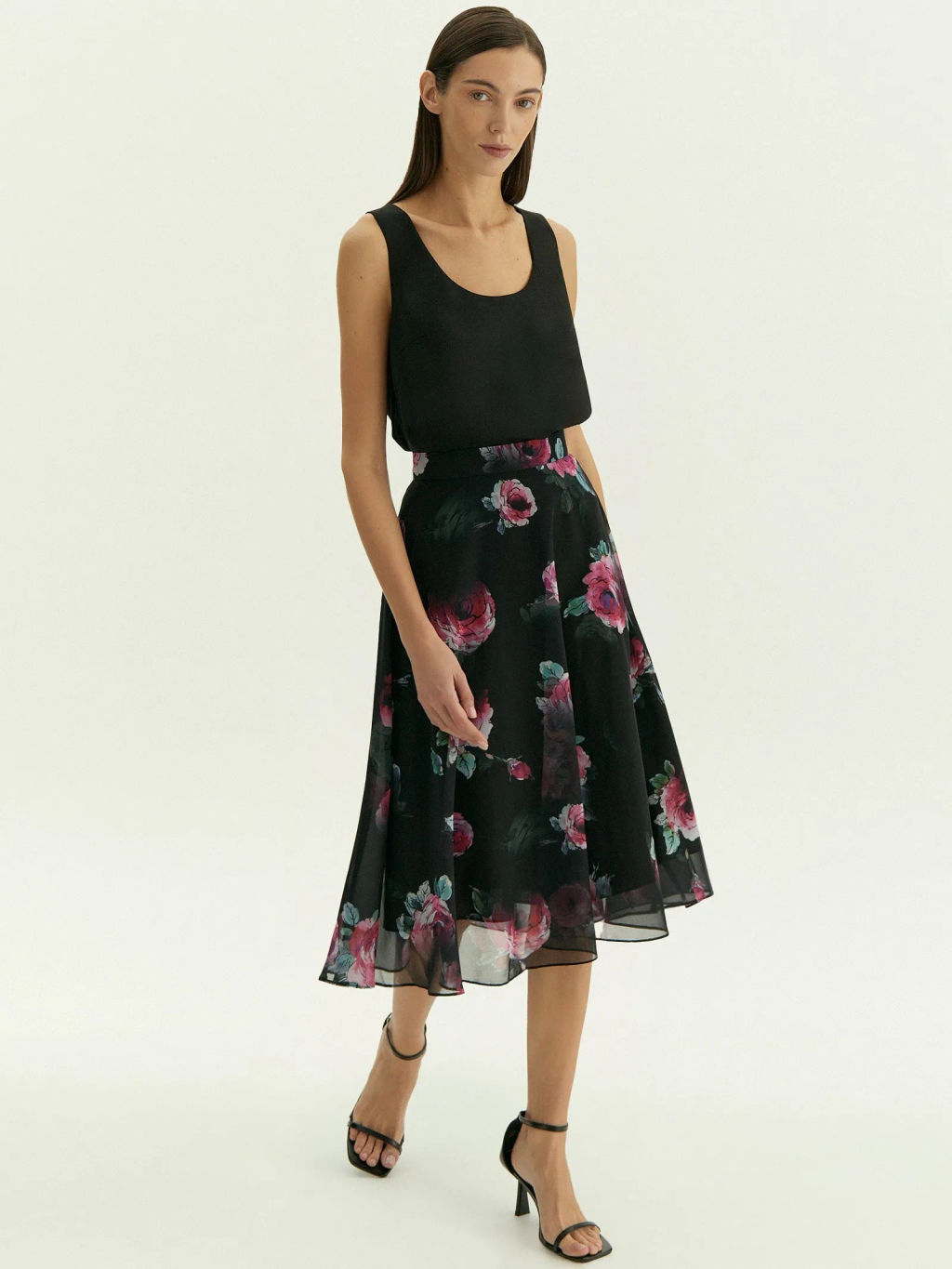 Юбка миди из шифона с цветочным принтом, S873/armika - Emka фото 2
