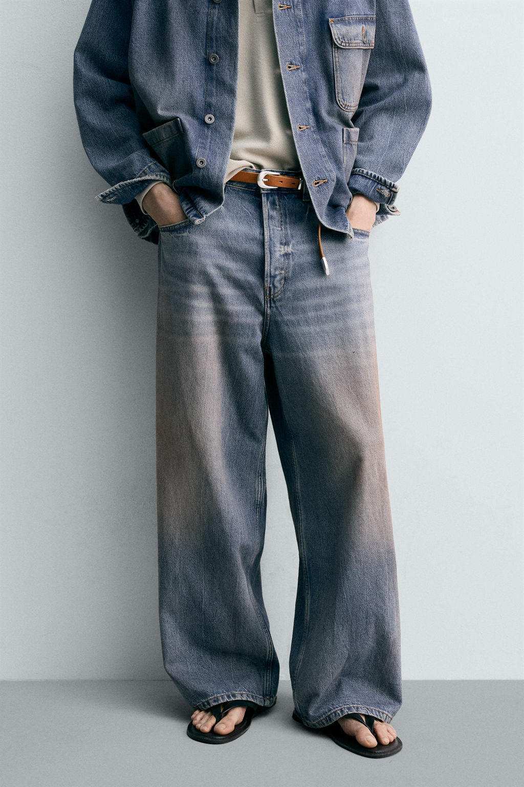 JEANS BAGGY FIT LAVADO EFECTO VINTAGE / Azul medio - Zara фото 2