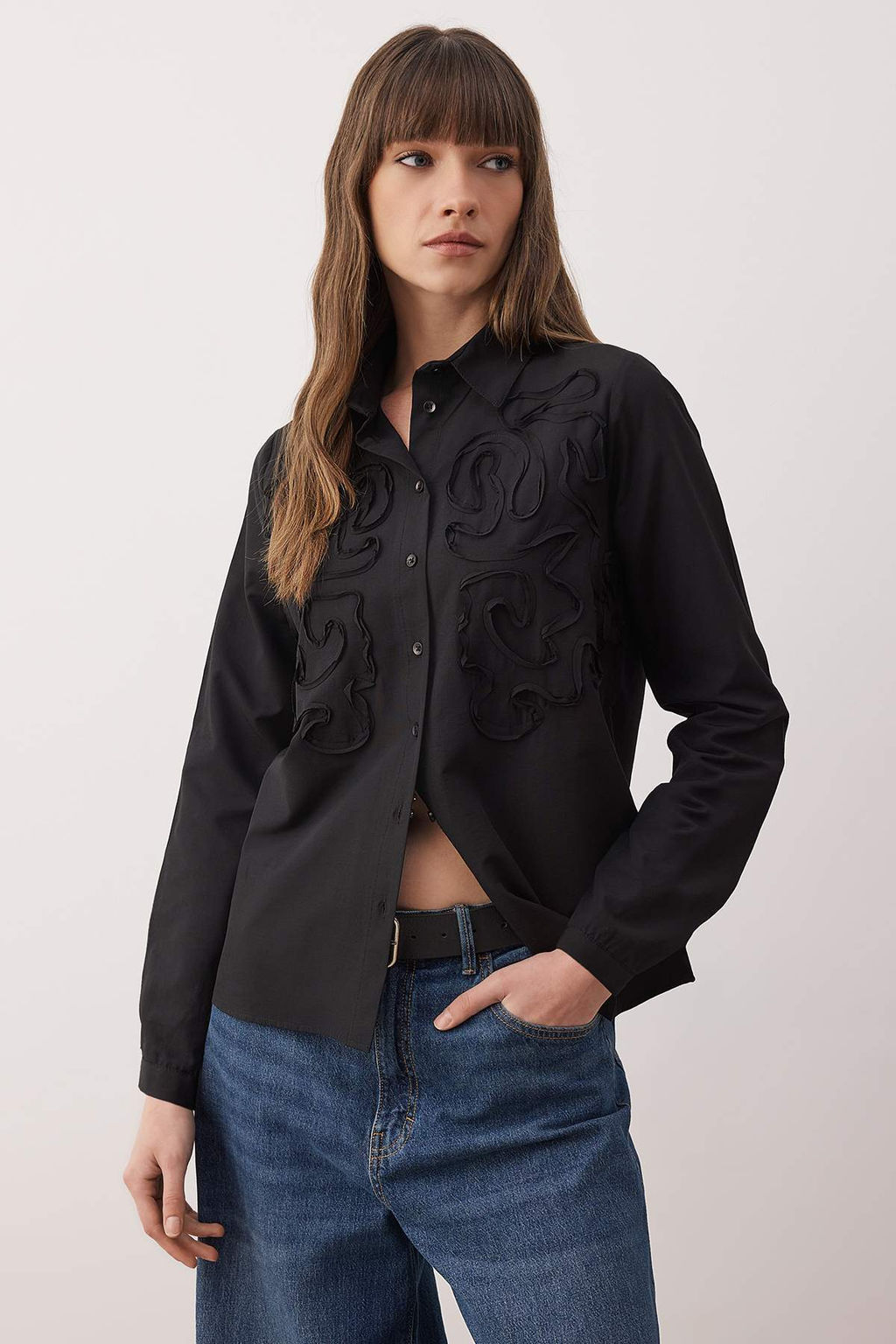 Beyaz Dokulu Oversize Dokuma Gomlek TWOAW26GO00019 - Trendyolmilla фото 7