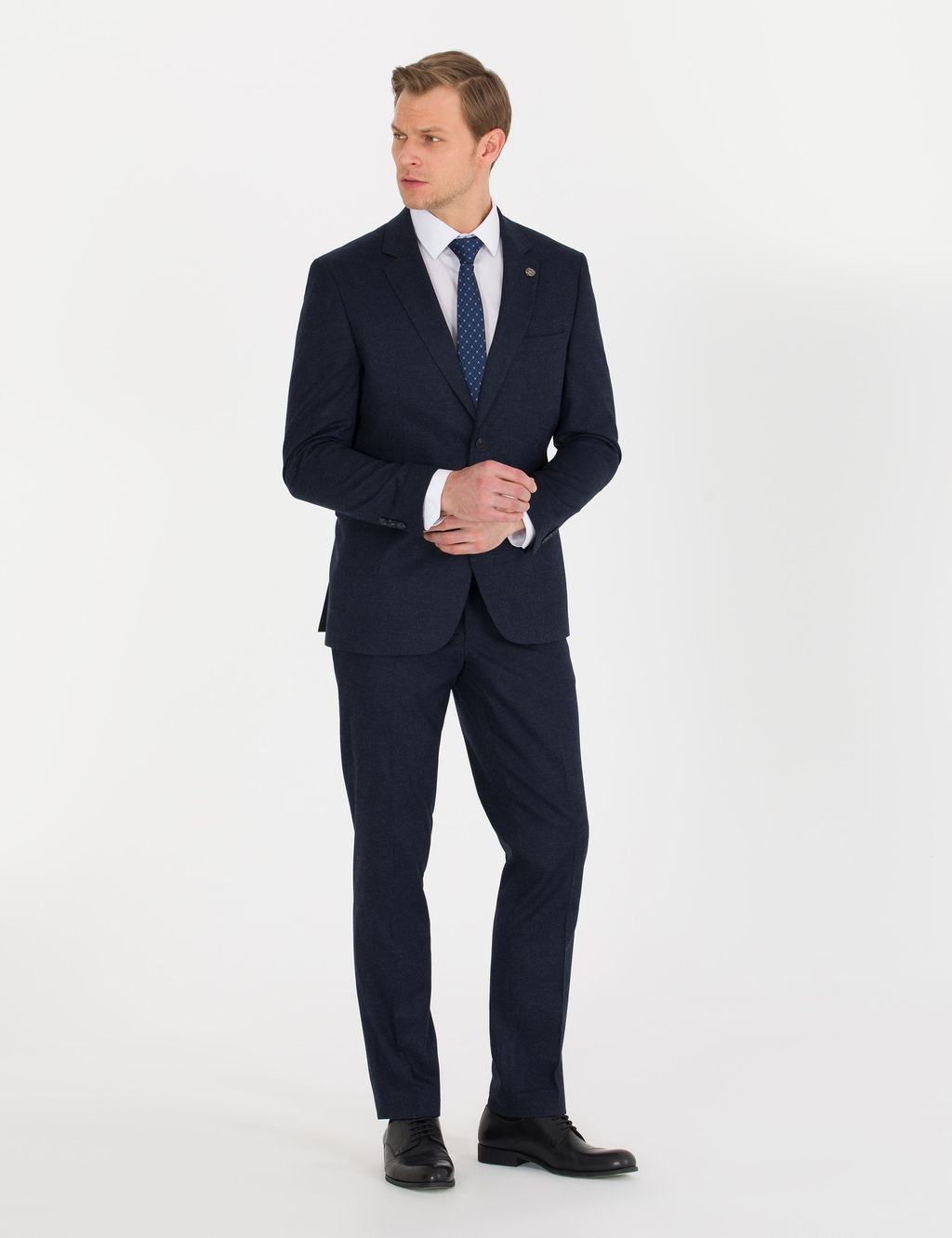 Lacivert Slim Fit Tak_m Elbise