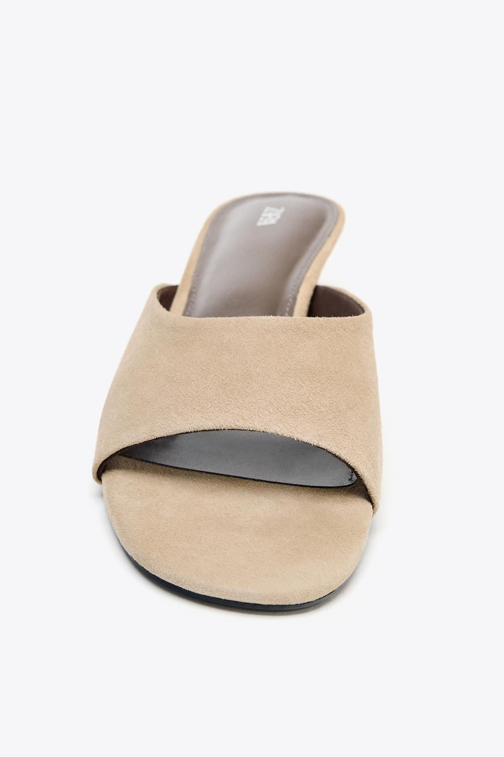 SUEDE KITTEN HEEL SANDALS - Zara фото 4
