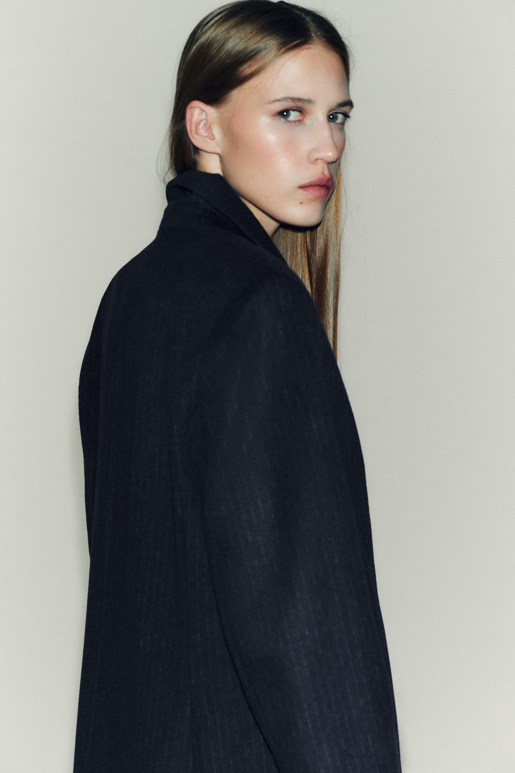 WOOL BLEND PINSTRIPE BLAZER