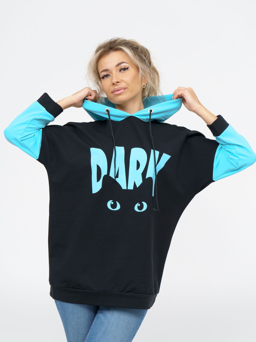 806 Худи "черный/бирюза"
