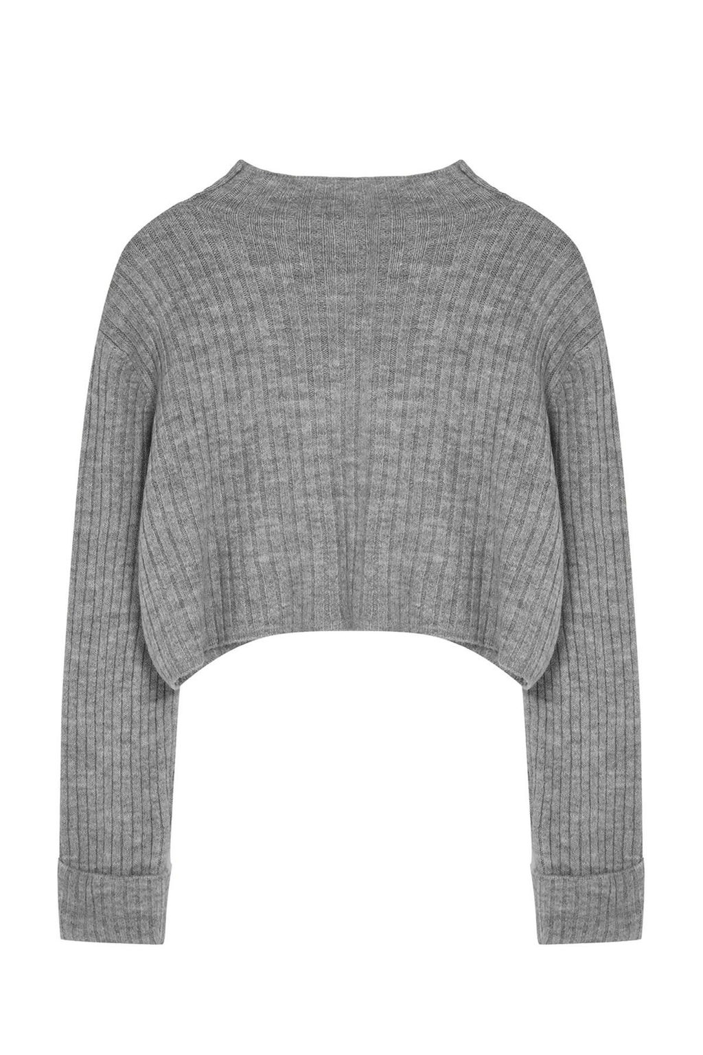 Koyu Gri Crop Yumusak Dokulu Dik Yaka Triko H?rka TWOAW22HI0174