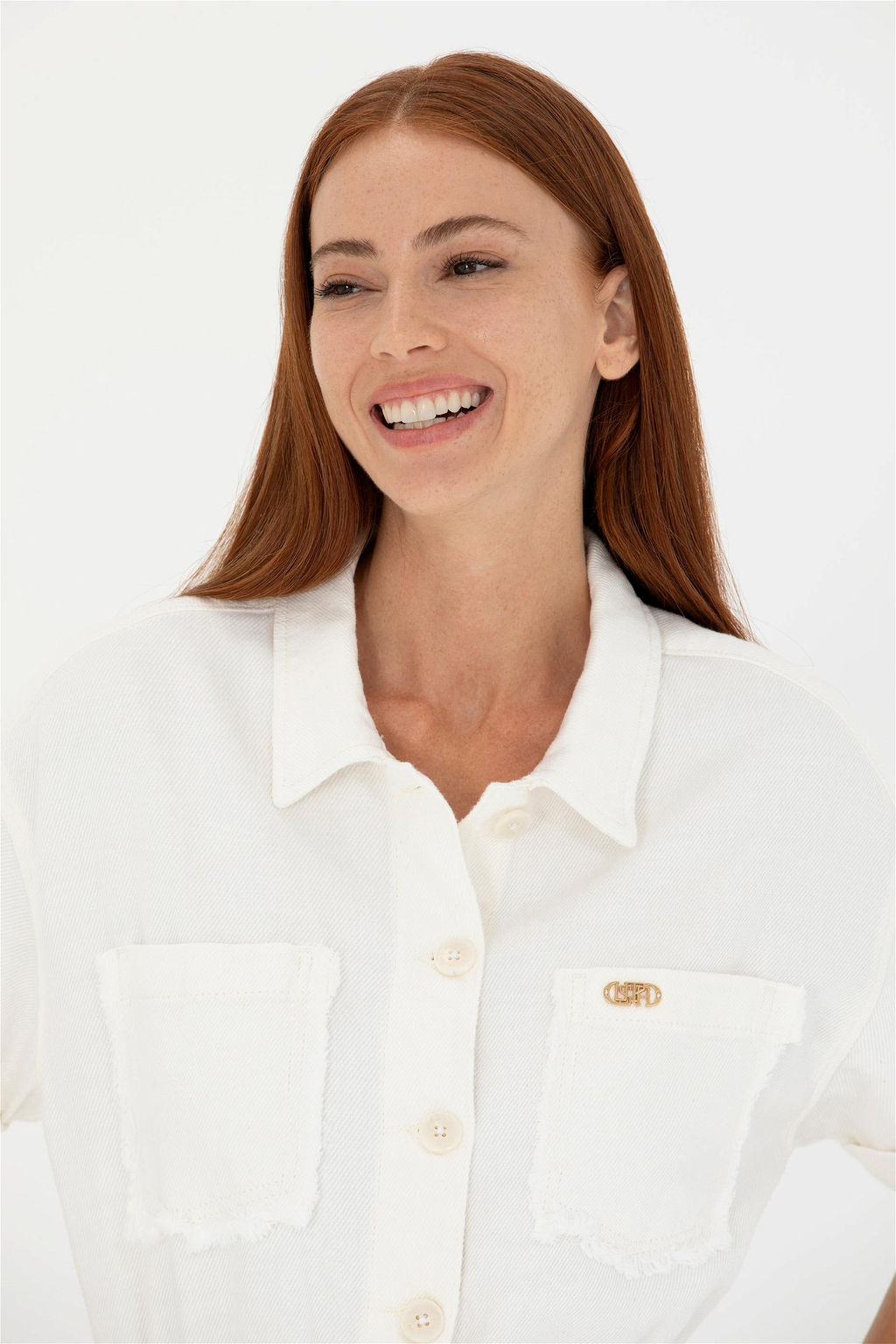 Женский джинсовый комбинезон цвета экрю Скидка 20% в корзине - U.s. polo assn фото 2