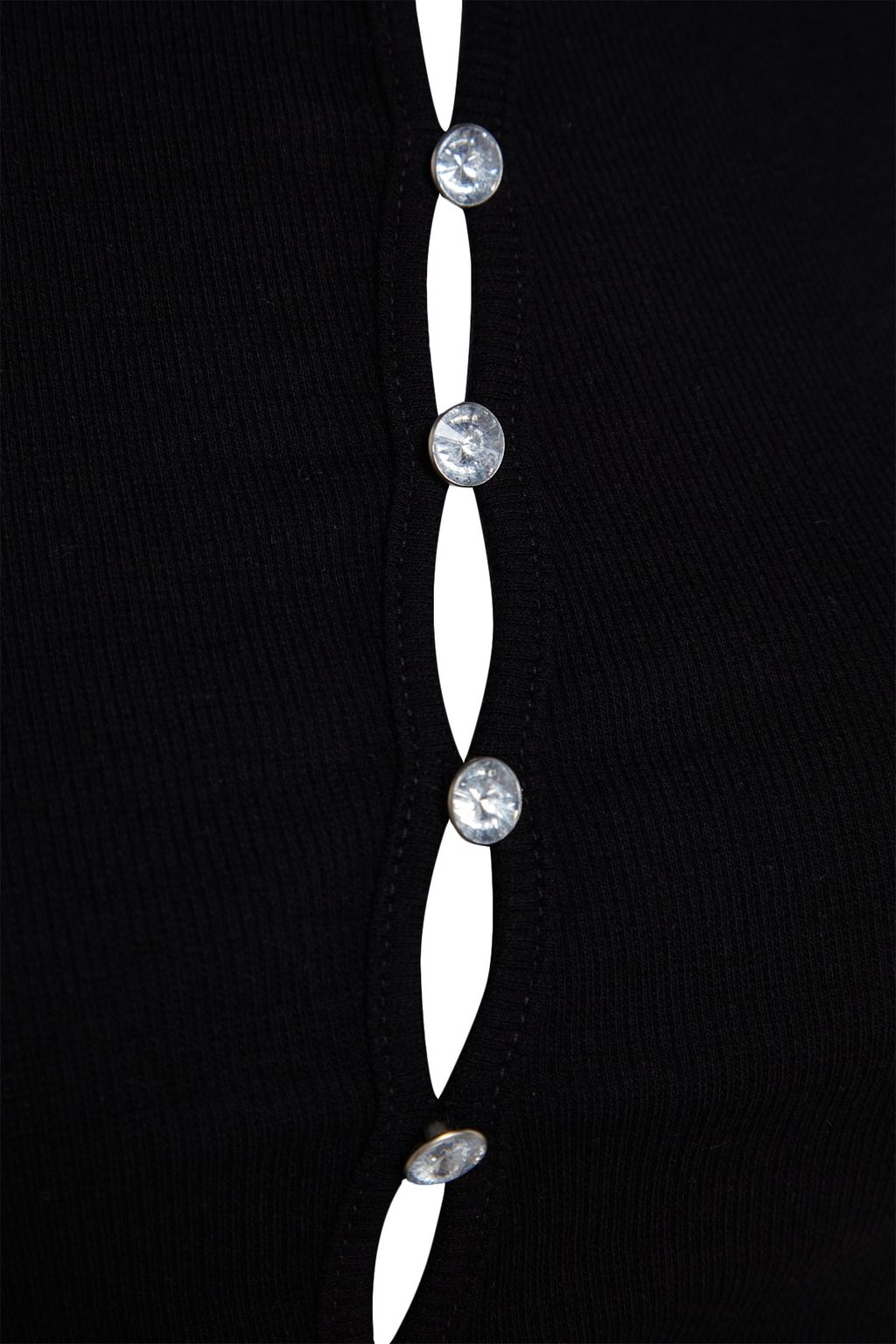 Trendyolmilla Siyah Tas Detayl? Asimetrik Fitted/Vucuda Oturan Fitilli Crop Orme Bluz TWOSS23BZ00500  фото 6