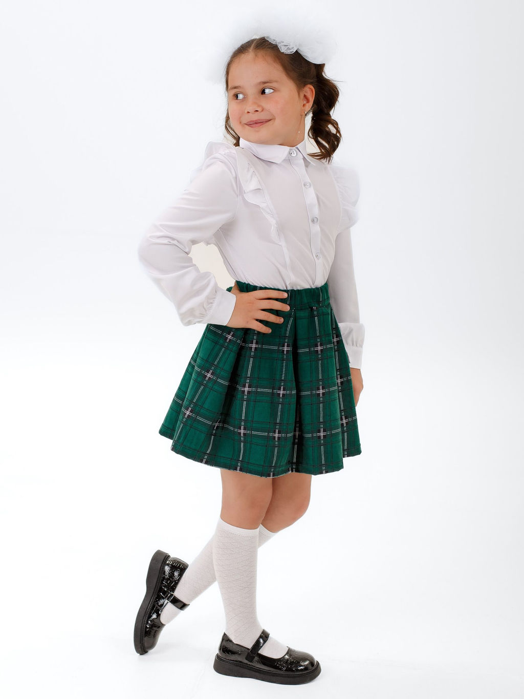 Юбка Татьяна, цвет Зеленый-клетка крупная, 78%х/б,16%пэ,6%л - 5+ фото 3