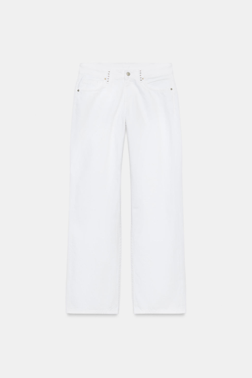 JEANS TRF WIDE LEG TIRO BAJO TACHAS / Blanco - Zara фото 9