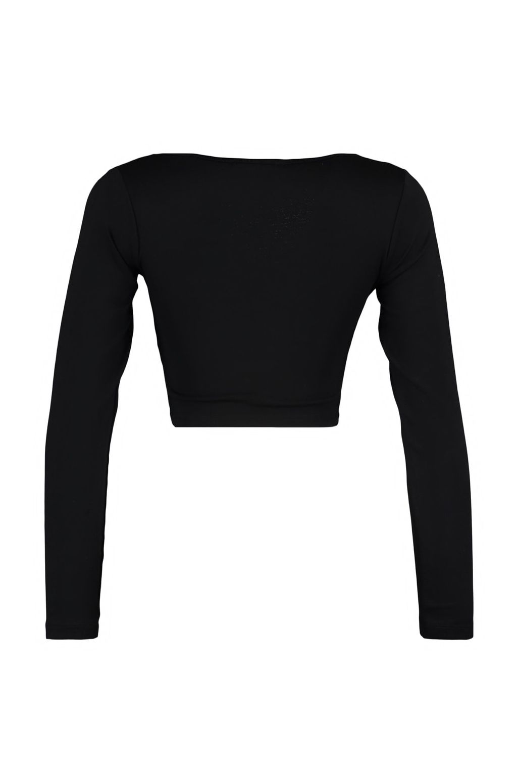 Trendyolmilla Siyah Biye Detayl? Kare Yaka Fitted/Vucuda Oturan Crop Interlok Orme Bluz TWOAW23BZ00151
