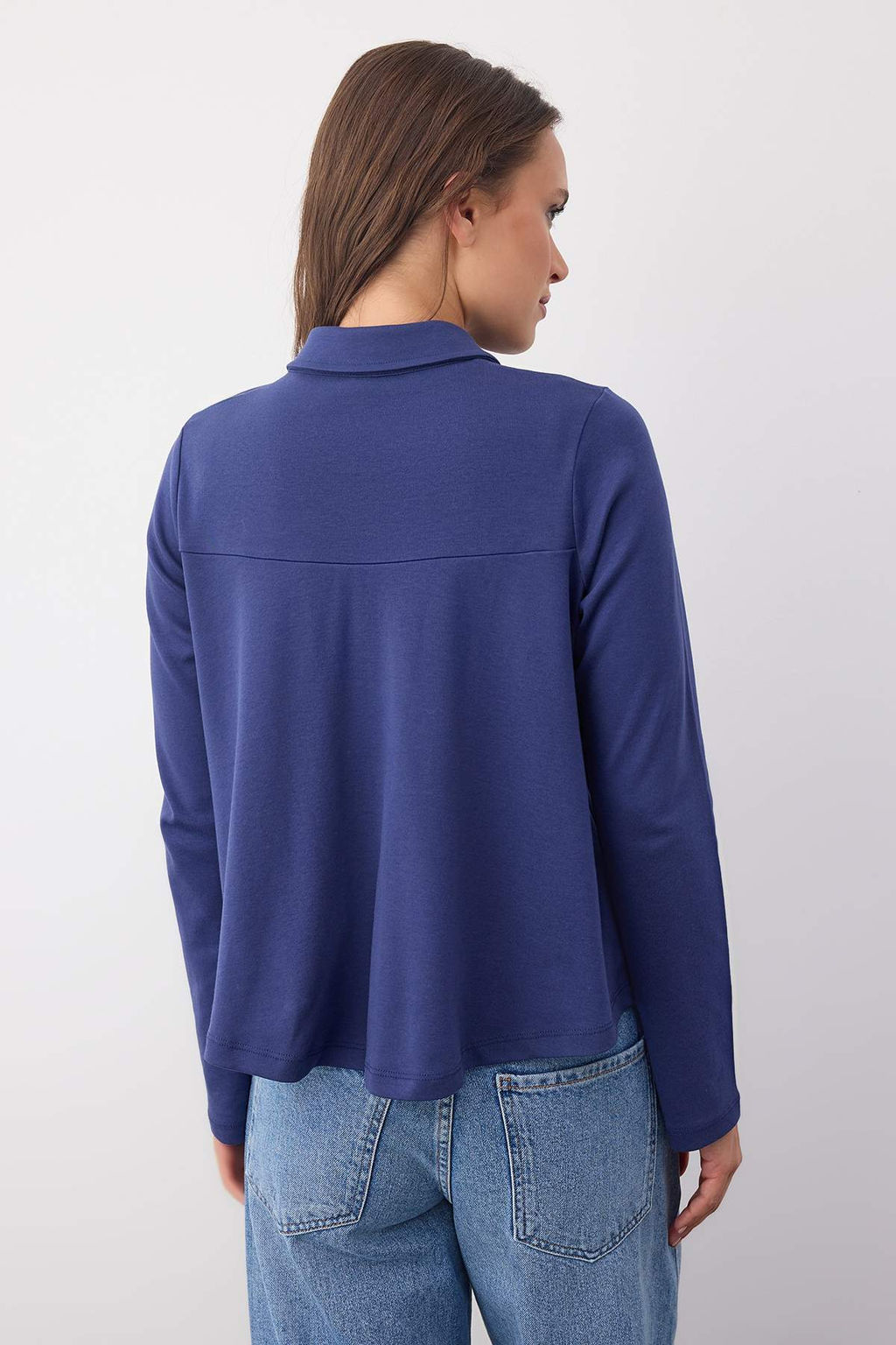 Pembe Tok Kumasl? Polo Yaka Dugmeli Relaxed/Rahat Kal?p Orme Bluz TWOAW26BZ00074