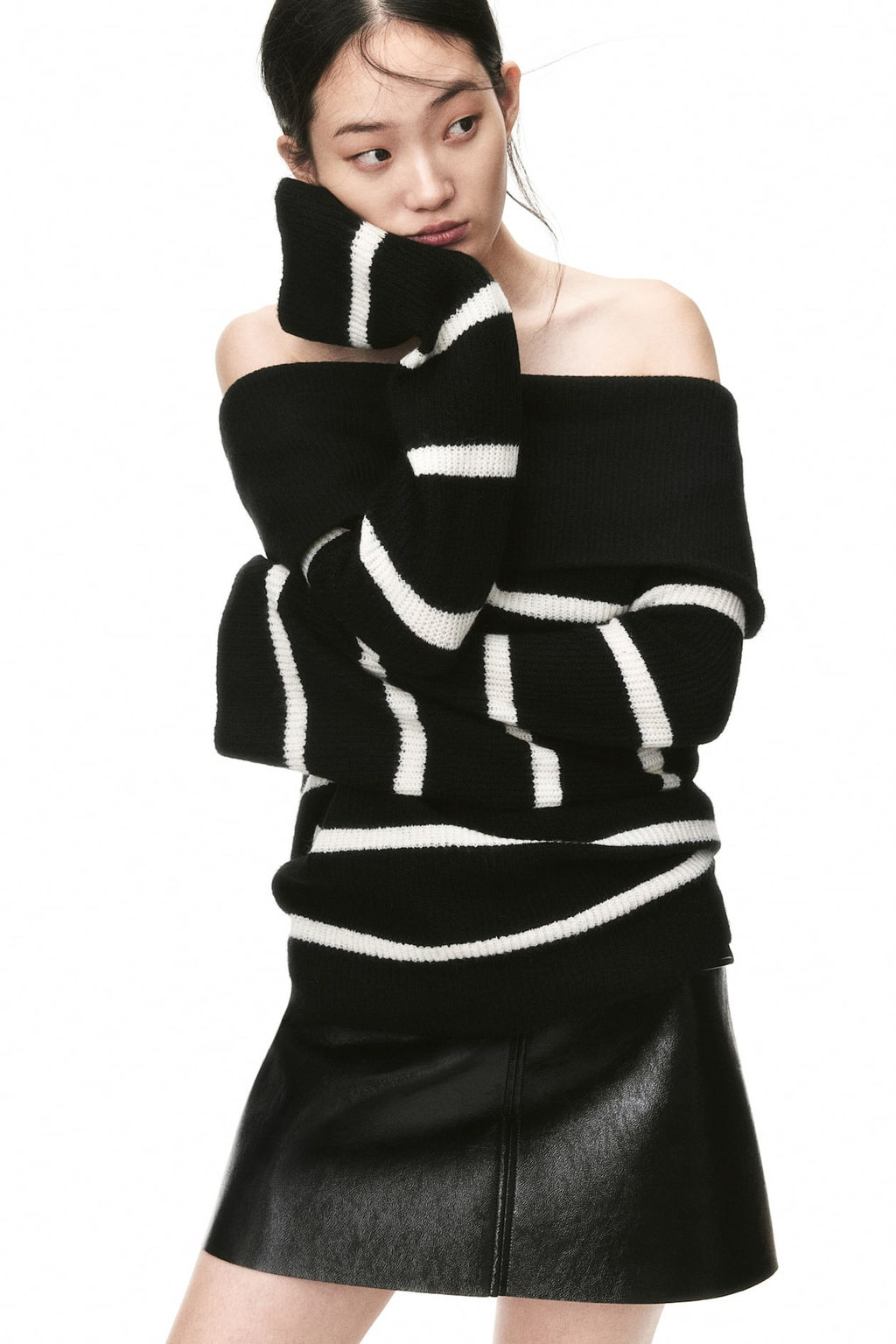 Jersey off-the-shoulder en punto de canale - H&m фото 3