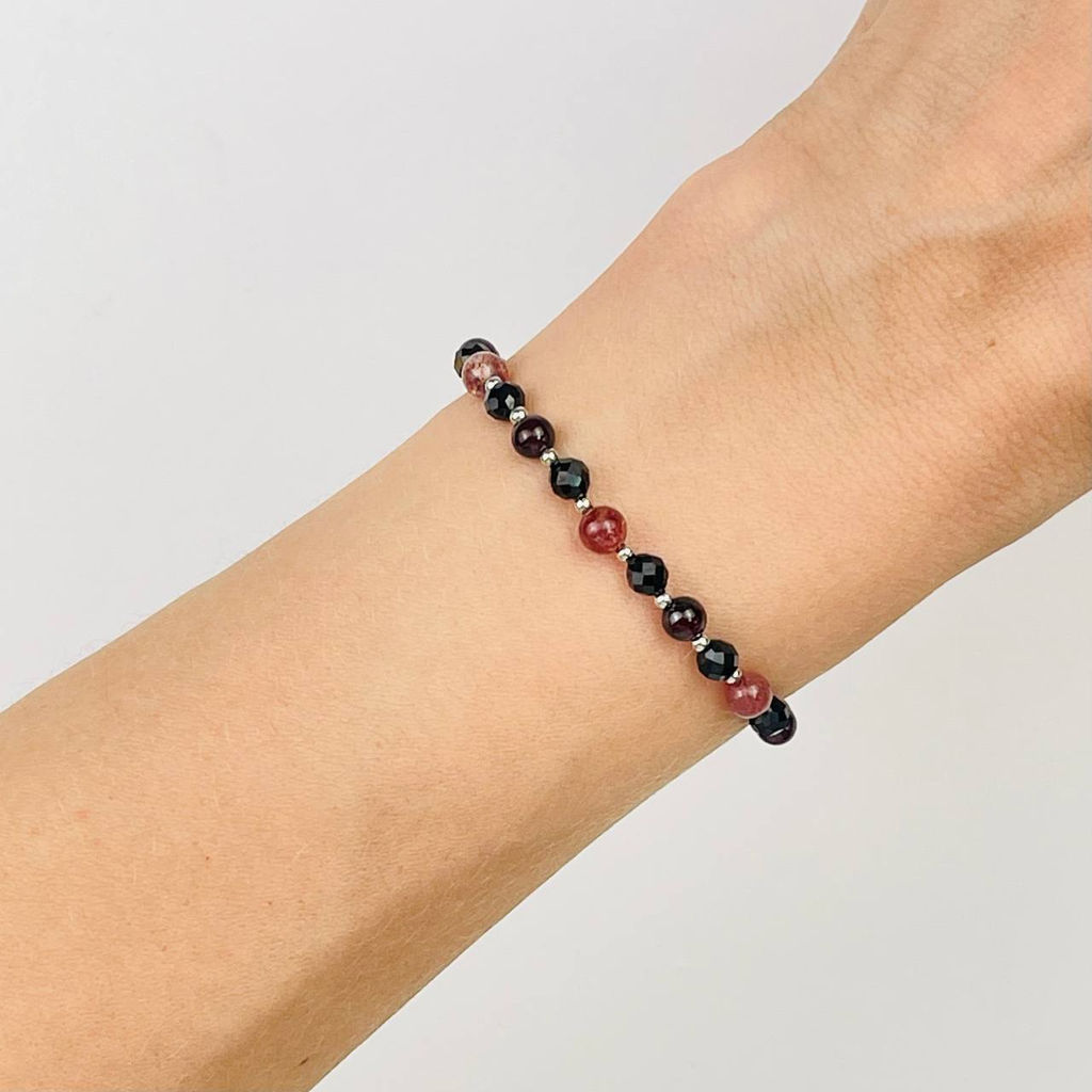 Браслет "Стихия Огонь" из Граната, Шпинели и Клубничного кварца 16,5 см +