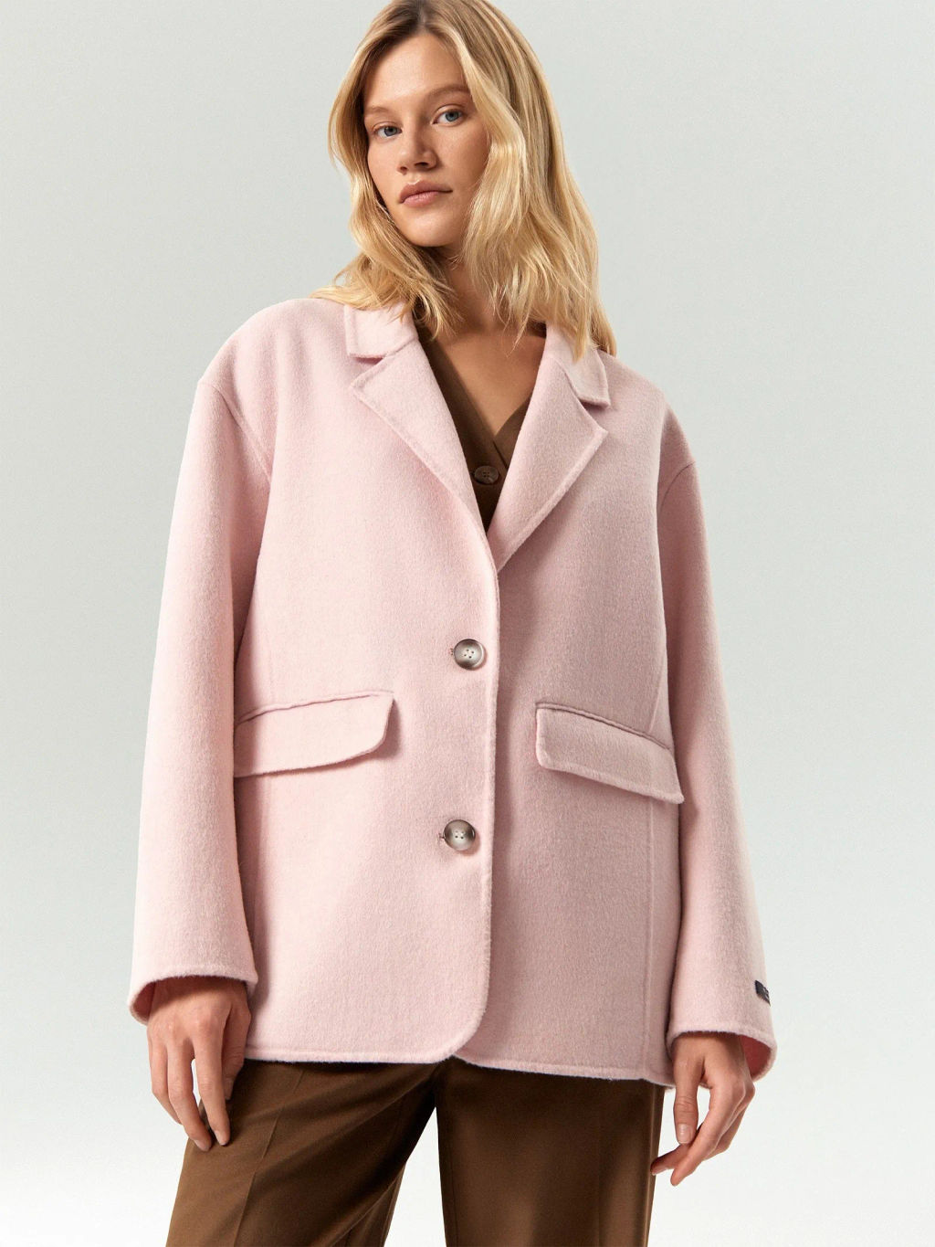 Полупальто из шерсти, R138/roseate