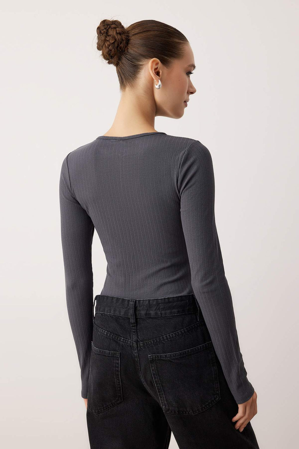 Ekru Fermuarl? fitted/Vucuda Oturan C?tc?tl? Esnek Orme Body TWOAW26BD00012 - Trendyolmilla фото 9