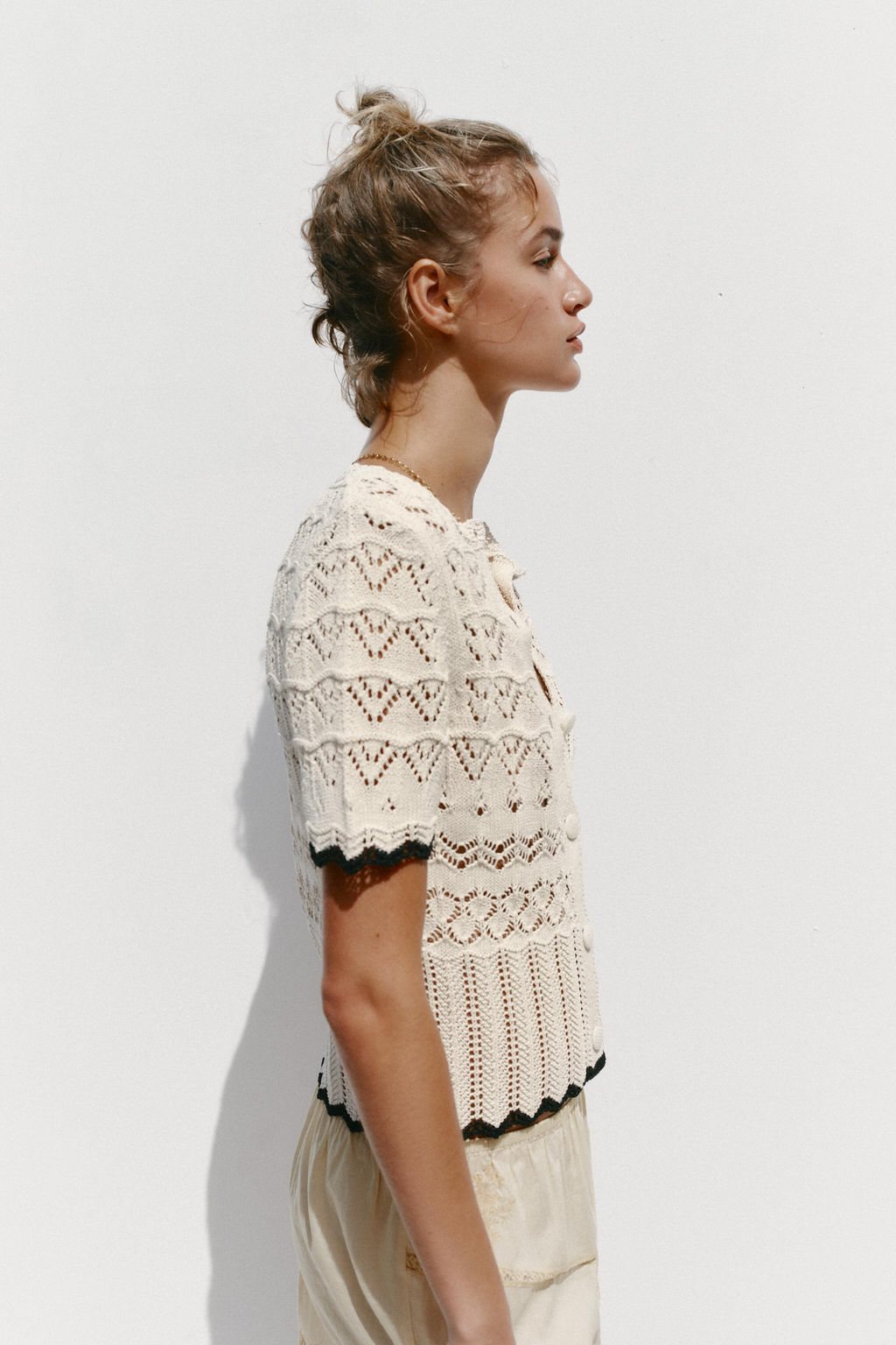 POINTELLE KNIT SHORT SLEEVE CARDIGAN - Zara фото 2