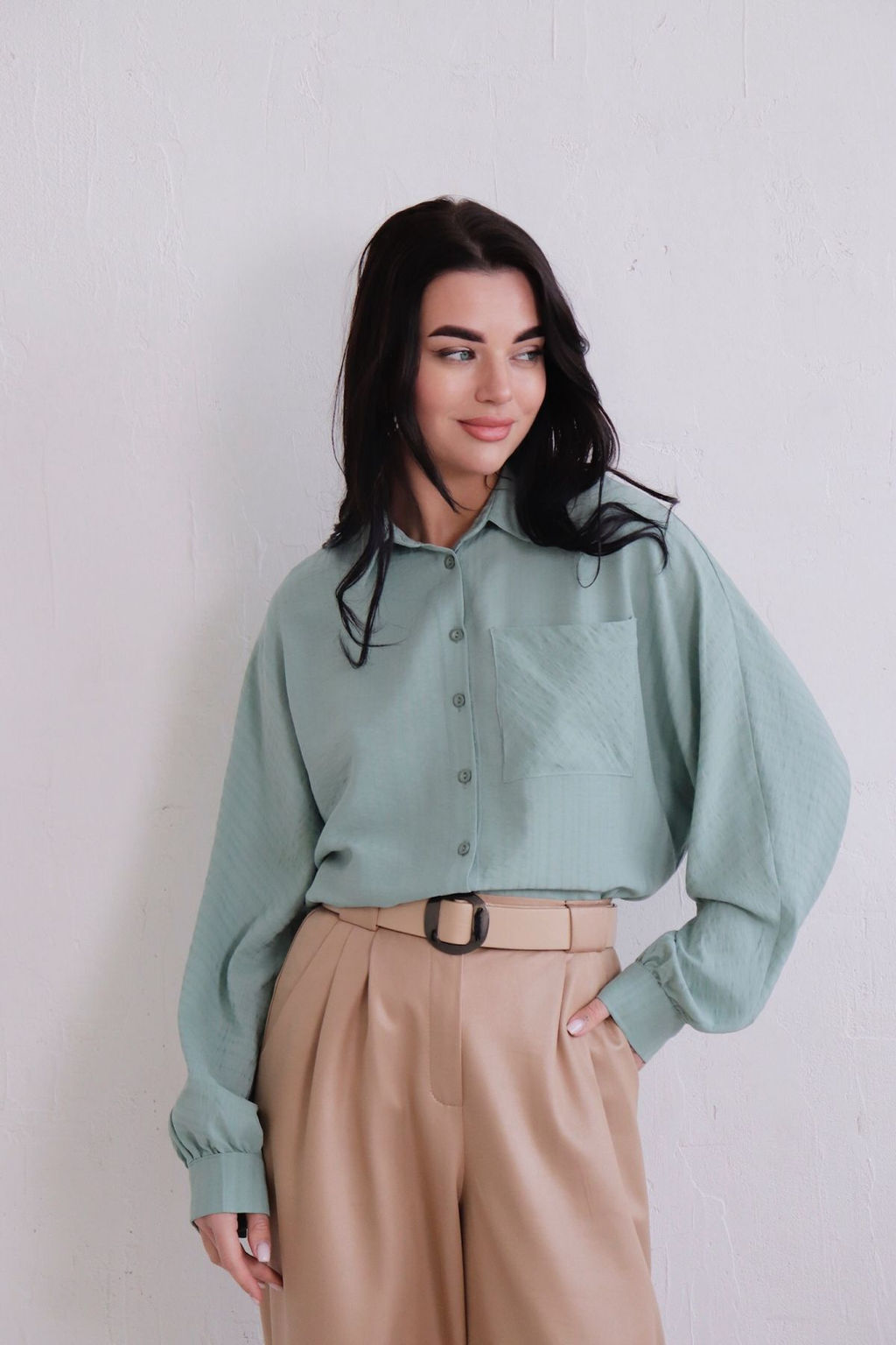 11163 Рубашка мятная из вискозы - Martichelli фото 5