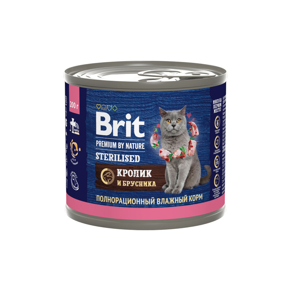 Консервы Premium by Nature с кроликом и брусникой для стерилизованных кошек 5051328