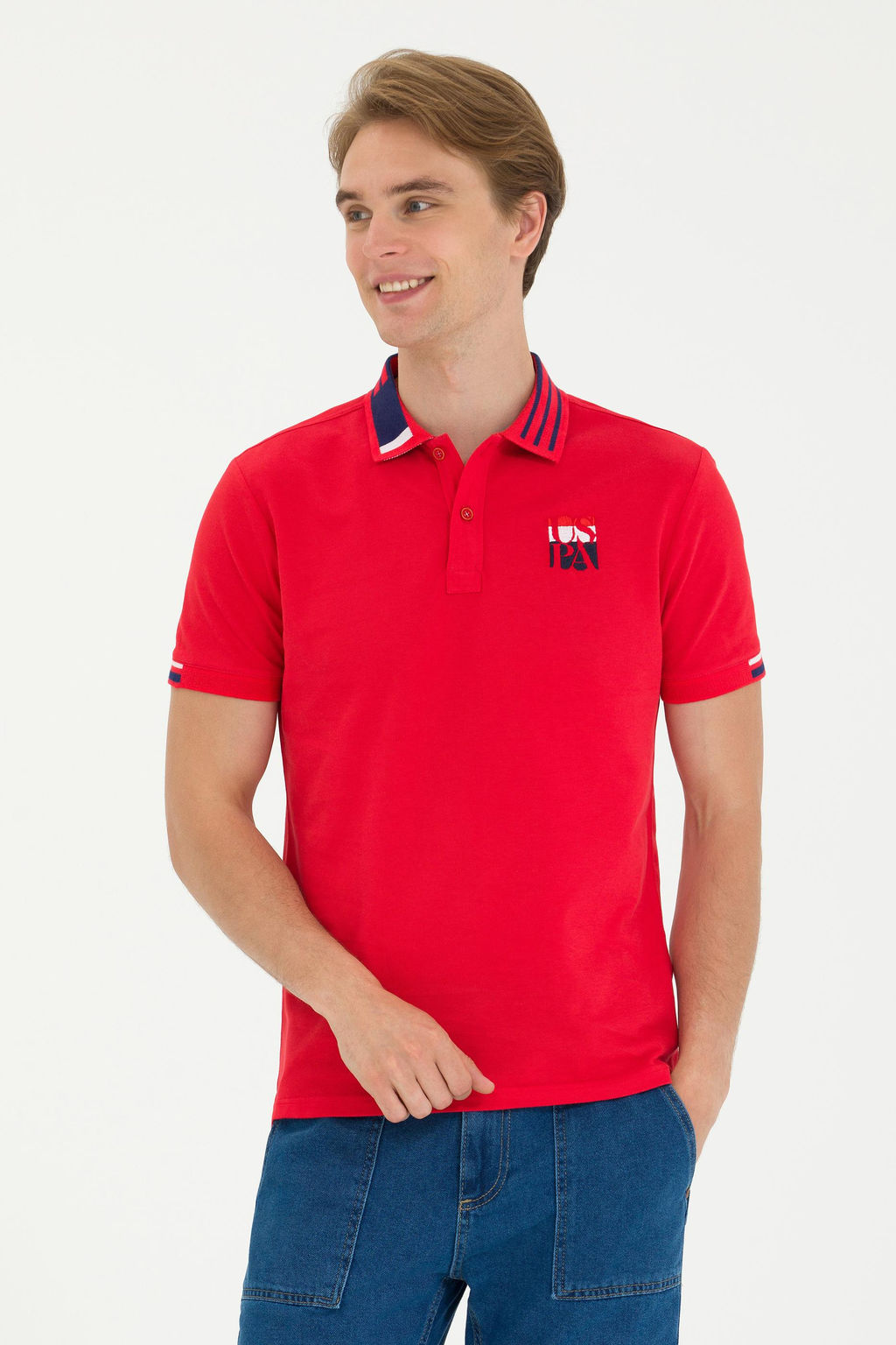 Мужская красная футболка с воротником-поло - U.s. polo assn фото 2