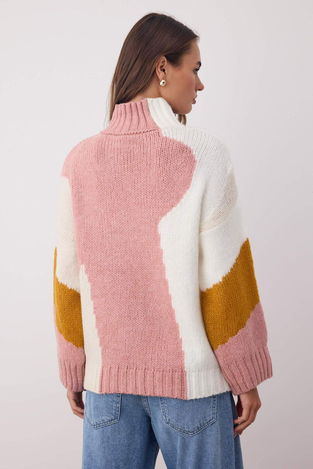 Cok Renkli Yumusak Dokulu Renk Bloklu Genis Kal?p Triko Kazak TWOAW20XS0047 - Trendyolmilla фото 19