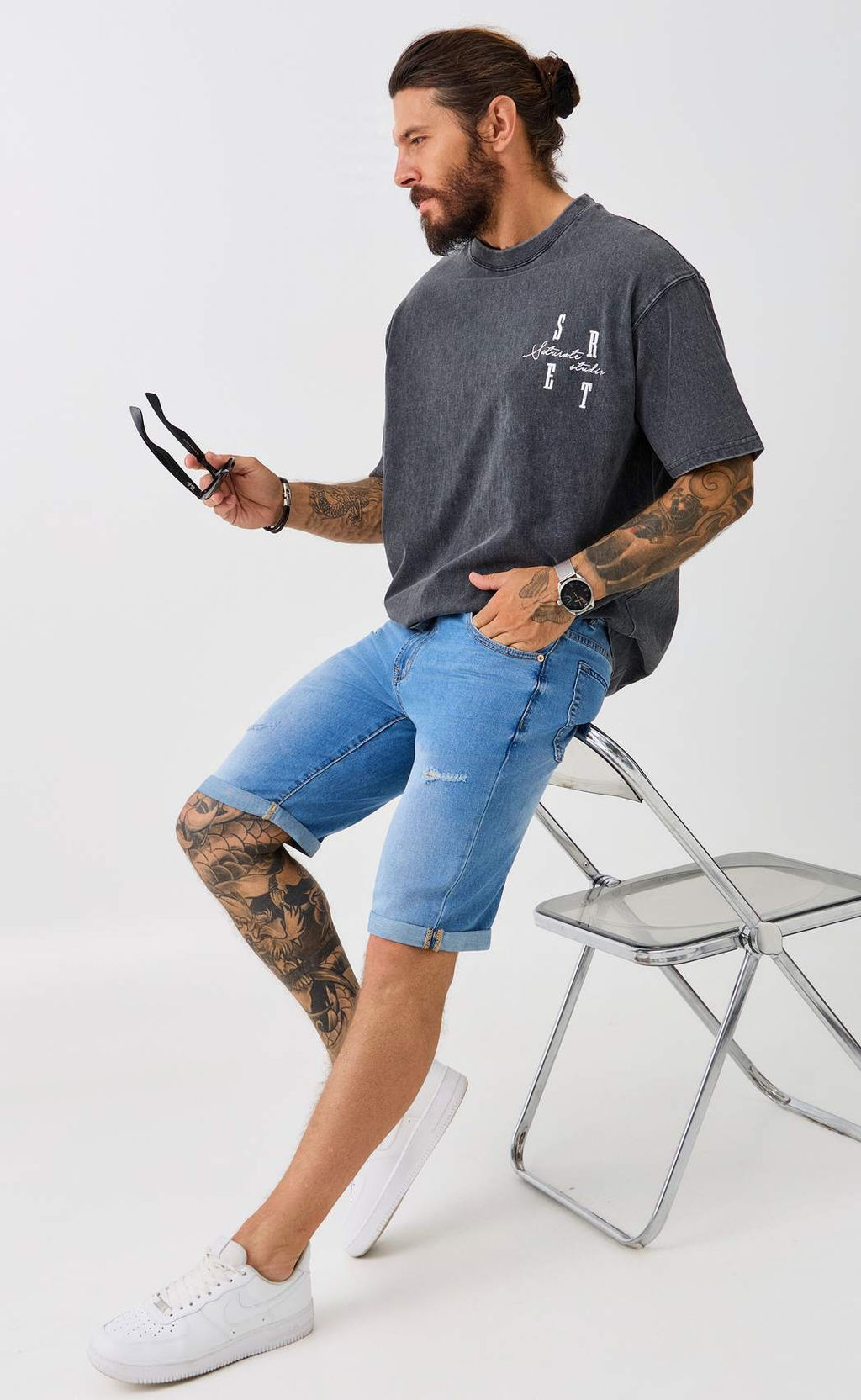 Шорты джинс FA211-0972 l.blue - Fine joyce фото 8