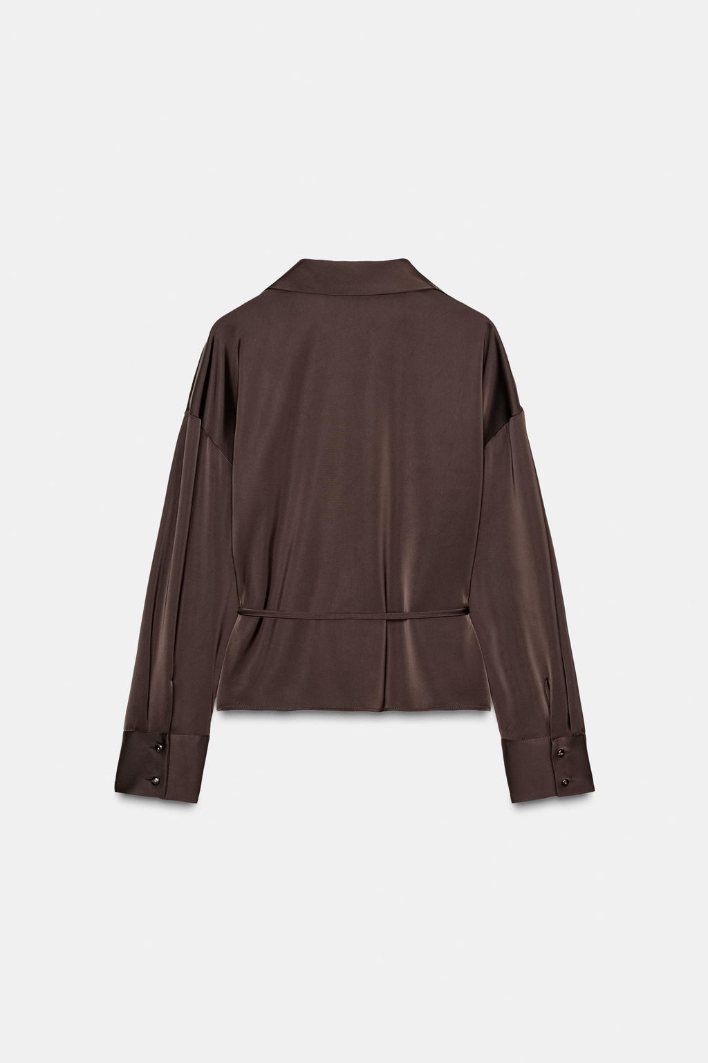 BLUSA SATINADA CINTUR?N / Marr?n - Zara фото 6