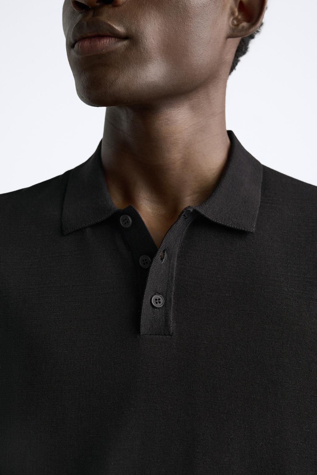 COTTON AND SILK KNIT POLO SHIRT - Zara фото 16