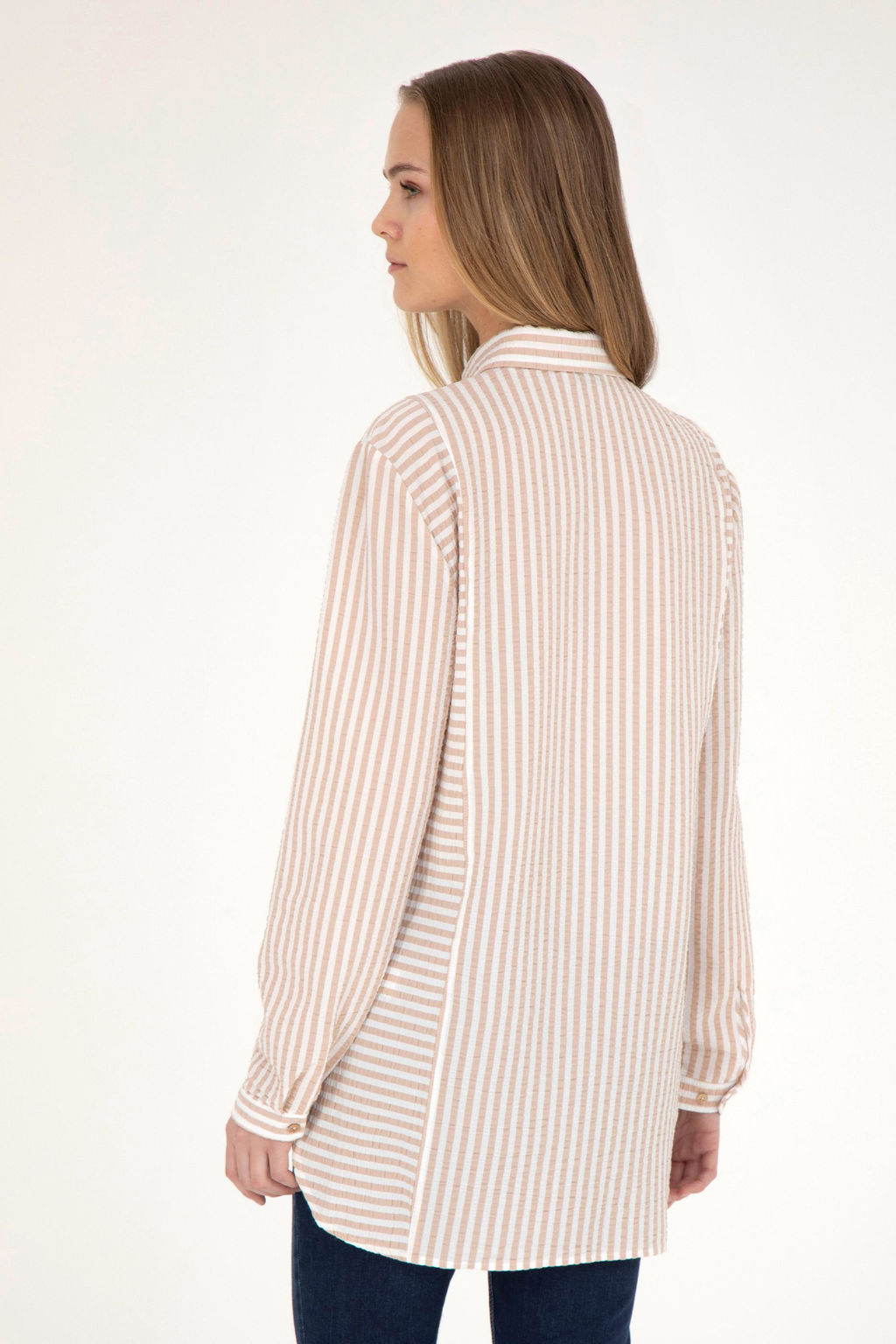 Женская рубашка песочного цвета с длинным рукавом - U.s. polo assn фото 12