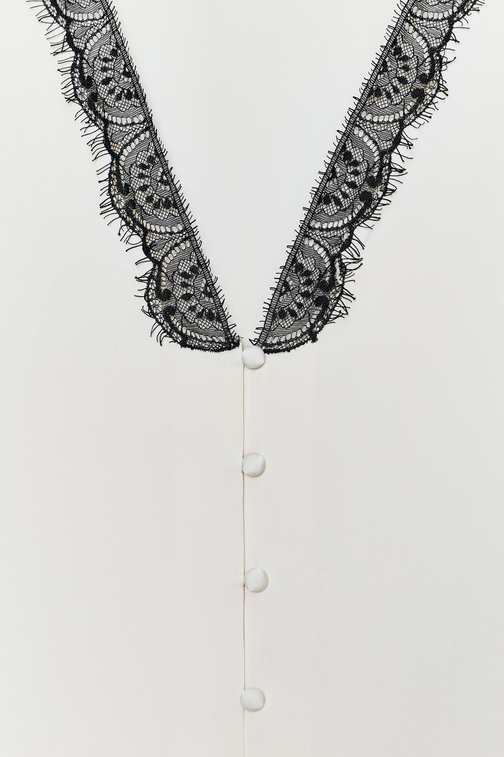 CONTRAST LACE SATIN BLOUSE - Zara фото 5