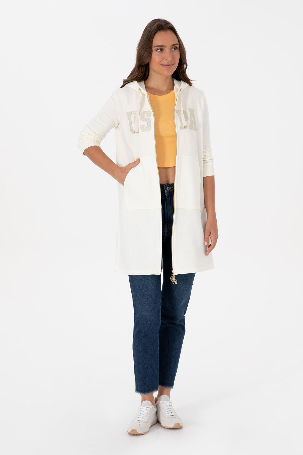 Kad_n Krem Basic Sweatshirt Sepette S_rpriz _ndirim - U.s. polo assn фото 4